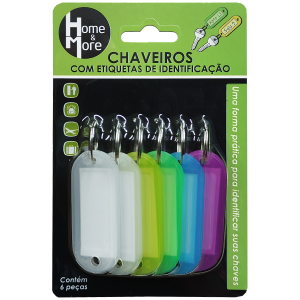 CHAVEIROS COM ETIQUETAS DE IDENTIFICAÇÃO C/ 6UN.